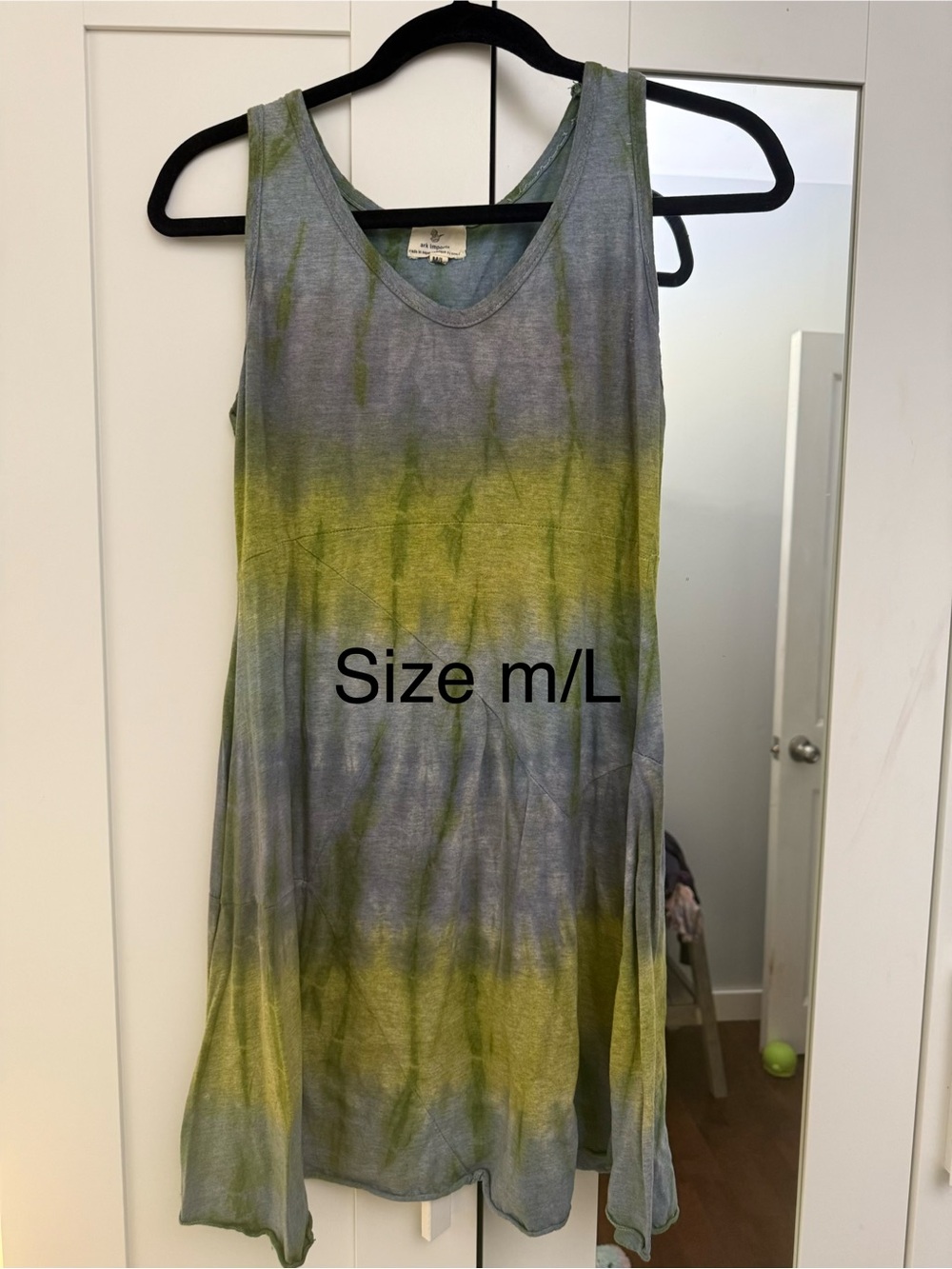 Boho Mini Dress in Green and Gray Tie-Dye